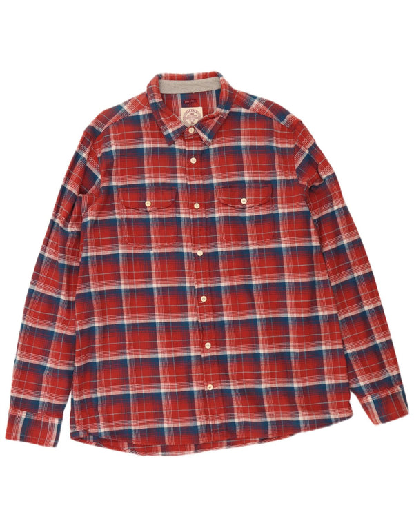 Cămașă de flanel pentru bărbați Fat Face 2XL, bumbac cu carouri roșii