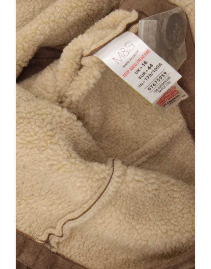 Jachetă Sherpa pentru femei Marks & Spencer UK 16 Poliester maro mare