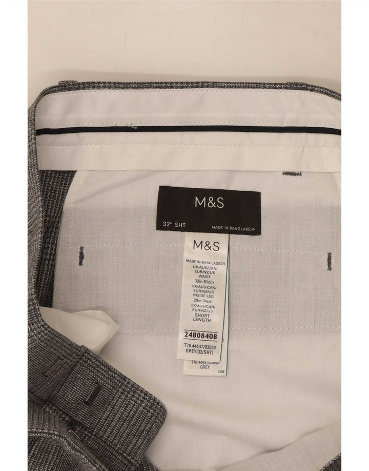 Pantaloni de costum obișnuiți pentru bărbați Marks & Spencer L32 L29 Gri Houndstooth