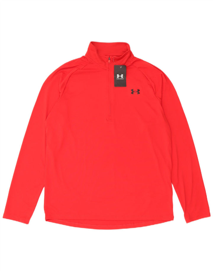 Top de trening Under Armour pentru bărbați, loose fit, cu fermoar și gât, roșu