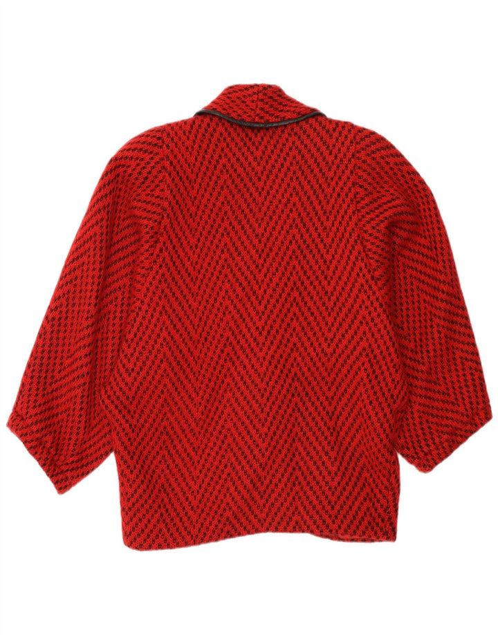 Jachetă vintage pentru femei tricot liliac UK 14 mare roșu Chevron