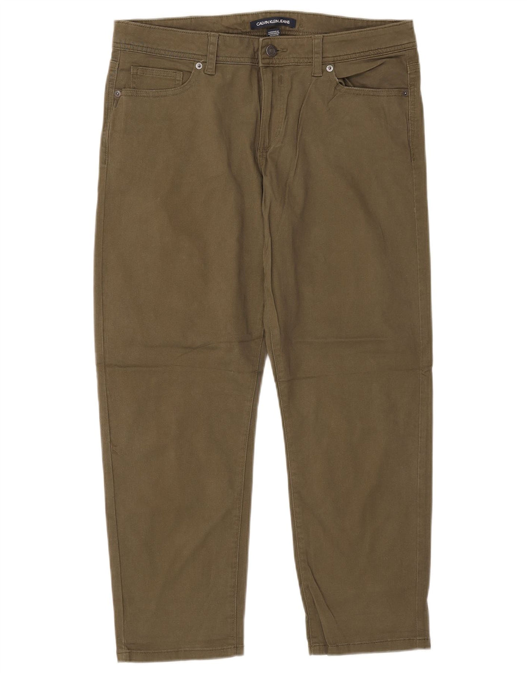 Pantaloni tăiați conici pentru femei CALVIN KLEIN US 12 Large W34 L26 Kaki