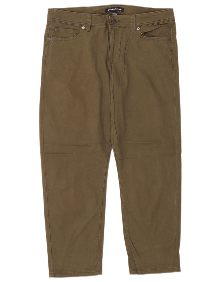 Pantaloni tăiați conici pentru femei CALVIN KLEIN US 12 Large W34 L26 Kaki