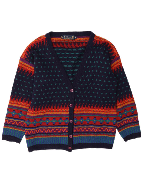 Pulover cardigan pentru femei Tulchan UK 14 Lână geometrică multicoloră medie