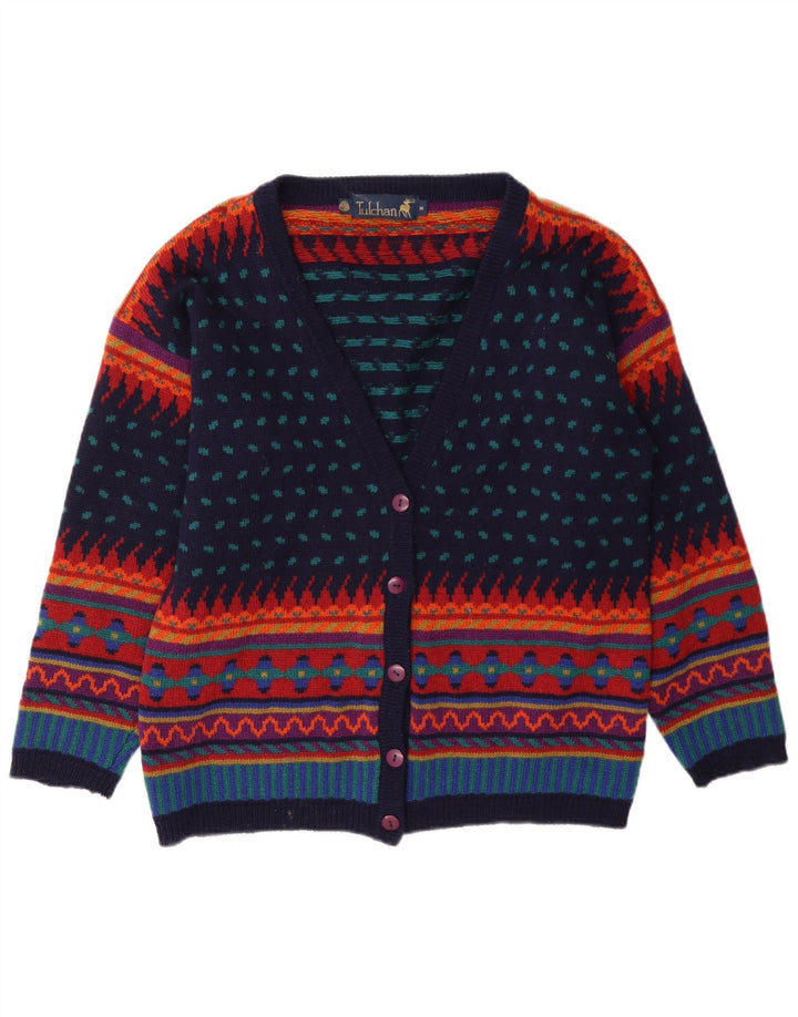 Pulover cardigan pentru femei Tulchan UK 14 Lână geometrică multicoloră medie