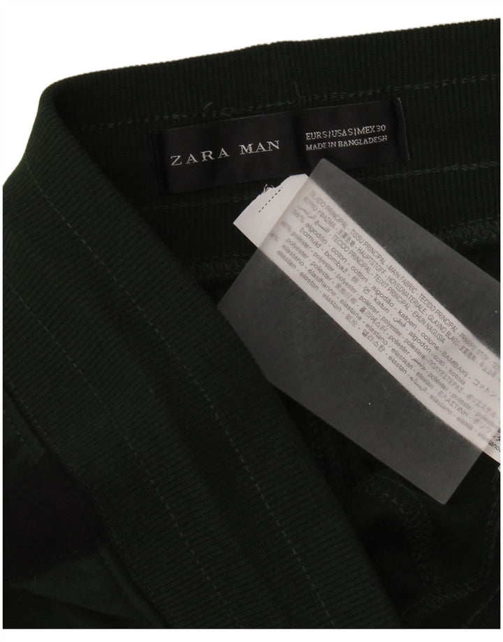 Pantaloni de trening pentru bărbați Zara, mici, verzi, bumbac color bloc