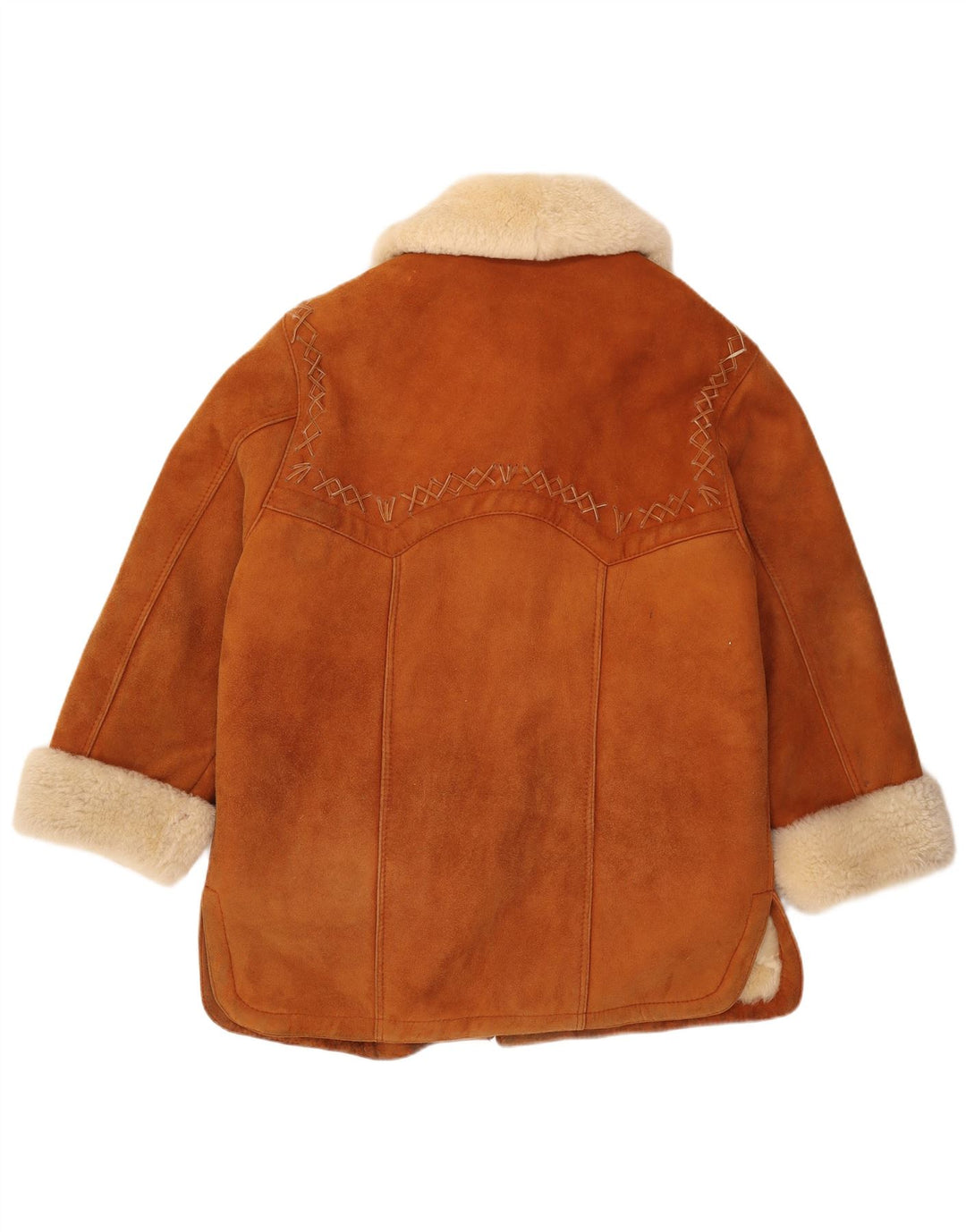 Palton supradimensionat din shearling vintage pentru femei UK 18 XL maro