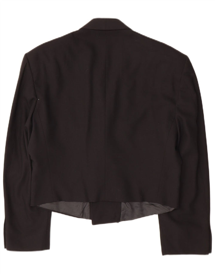 Jachetă vintage pentru bărbați crop dublu-breasted IT 50 mare lână neagră