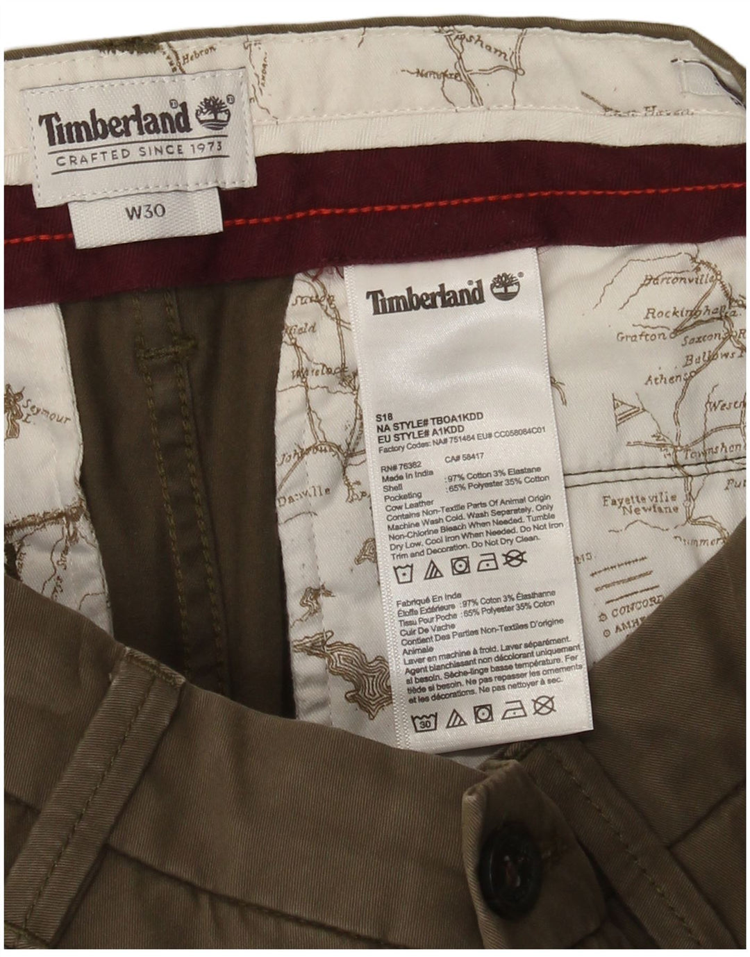 Pantaloni scurți chino pentru bărbați Timberland W30 bumbac kaki mediu