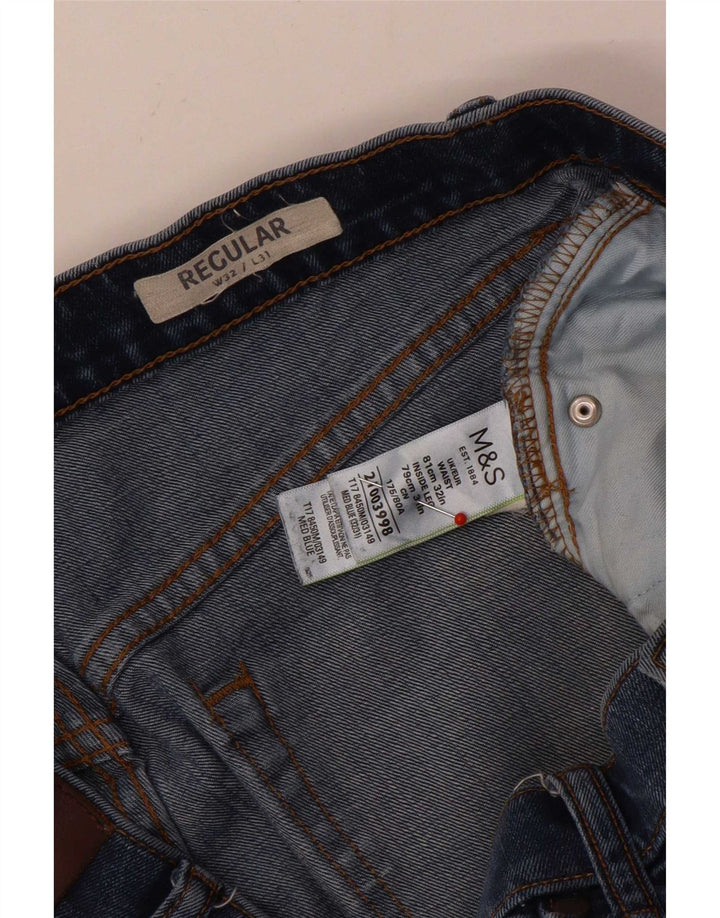 Blugi drepți obișnuiți învechiți pentru bărbați Marks & Spencer L32 L31 Bumbac albastru