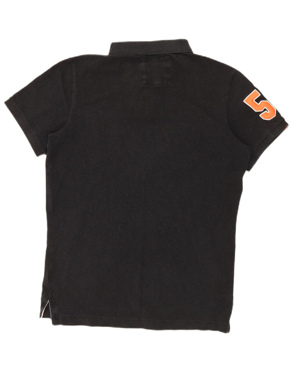 Tricou polo grafic Superdry pentru bărbați XL, bumbac negru