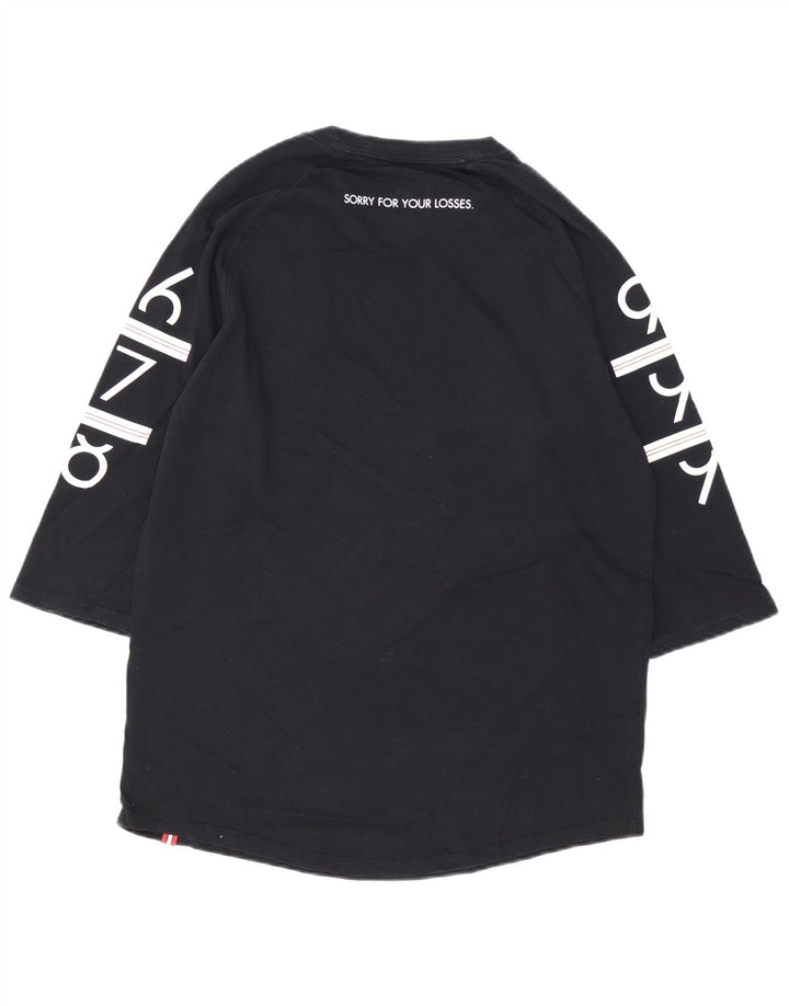 Top grafic Jordan pentru bărbați, cu mânecă 3/4, bumbac mediu negru