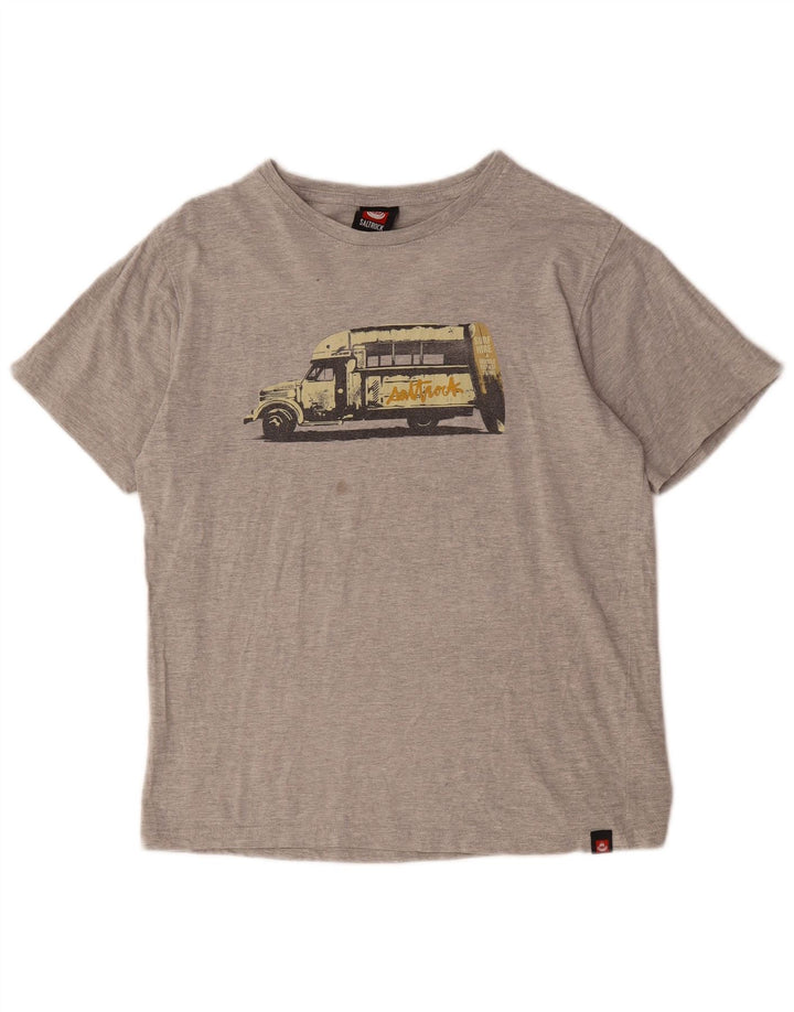 Tricou grafic pentru bărbați Saltrock Top mic, gri, bumbac cu pete