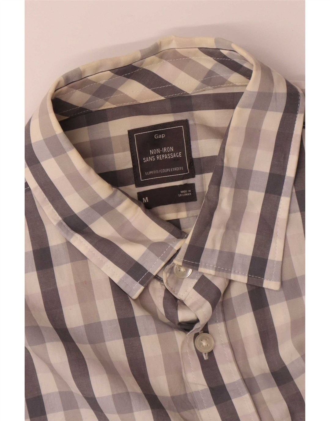 Cămașă pentru bărbați Gap Slim Fit, bumbac cu carouri, gri mediu