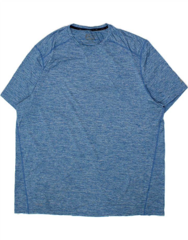 RUSSELL ATHLETIC Mens T-Shirt Top 2XL Blue Flecked Polyester Vintage Russell Athletic and Second-Hand Russell Athletic from Messina Hembry 