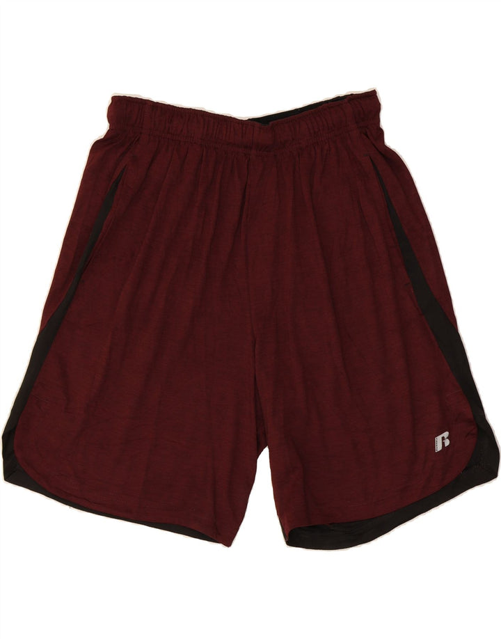 RUSSELL ATHLETIC Mens Sport Shorts Small  Burgundy Colourblock Polyester Vintage Russell Athletic and Second-Hand Russell Athletic from Messina Hembry 