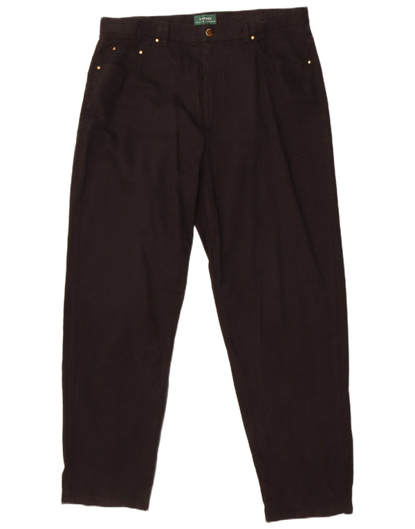 Pantaloni casual drepti pentru femei Ralph Lauren US 16 2XL W38 L31 bumbac negru