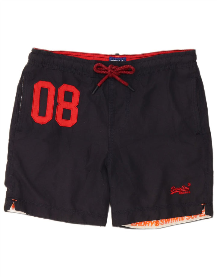 Pantaloni scurți de înot grafic Superdry pentru bărbați, medii W32 L5, poliester bleumarin