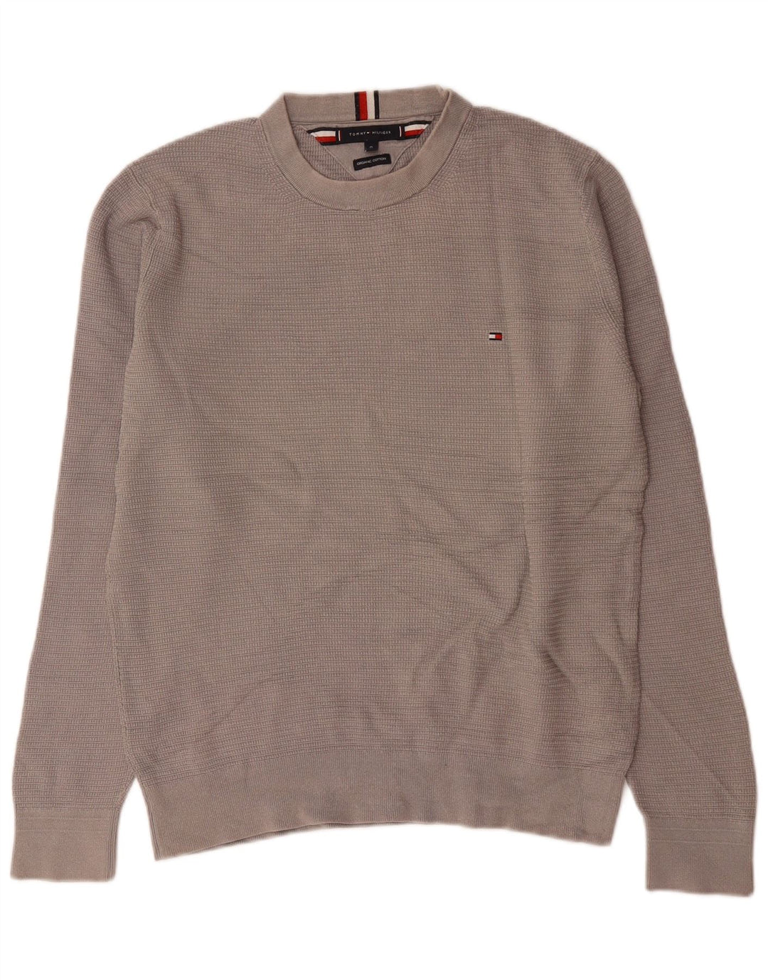 Pulover Tommy Hilfiger pentru bărbați, cu gât crew, bumbac, gri mediu