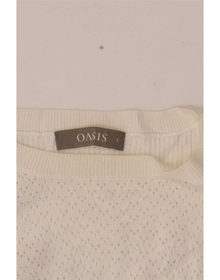Pulover Oasis pentru femei, supradimensionat, cu gât de barcă, UK 10, mic, alb, viscoză