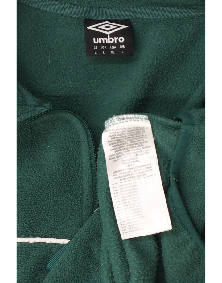 Pulover Umbro pentru bărbați, cu grafică, cu fermoar și gât, poliester verde mare