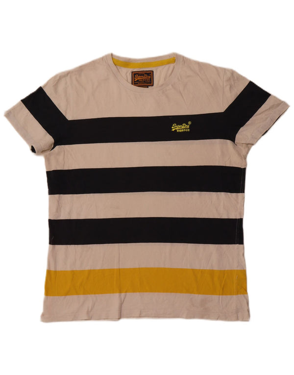 Tricou pentru bărbați Superdry Top 2XL din bumbac cu dungi alb