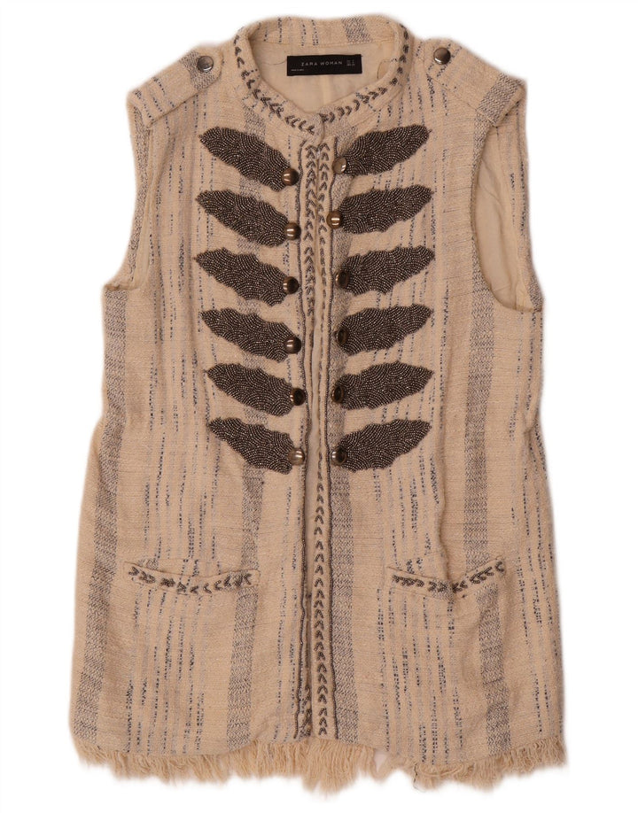 Gilet deschis pentru femei Zara UK 12 Medium Beige