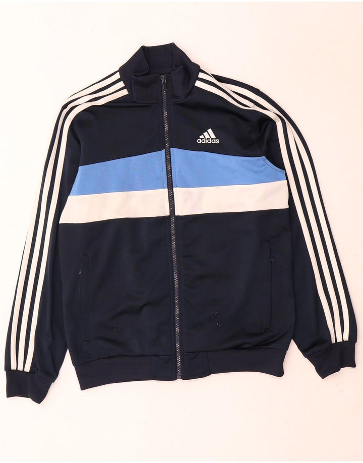 Jachetă de trening pentru băieți Adidas 11-12 ani, albastru bleumarin, color block