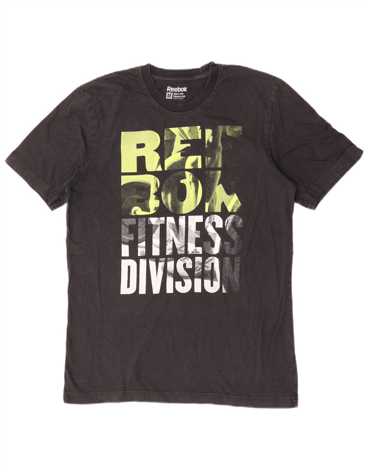 Tricou grafic Reebok pentru bărbați Top mediu din bumbac negru