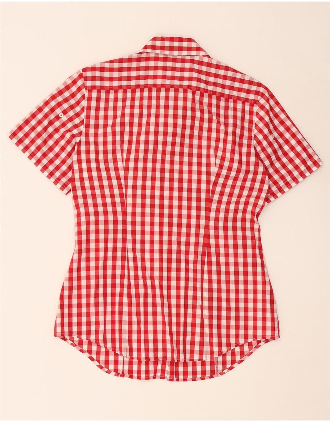 Cămașă cu mânecă scurtă pentru femei BENETTON UK 14 Medium Red Check