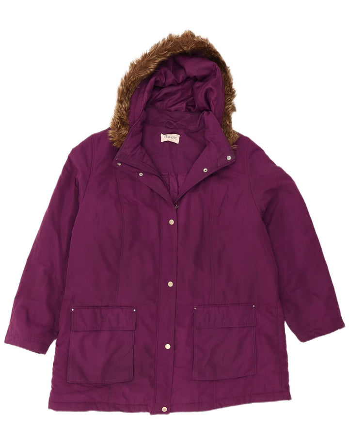 Jachetă Parka cu glugă pentru femei Marks & Spencer UK 20 2XL Poliester violet