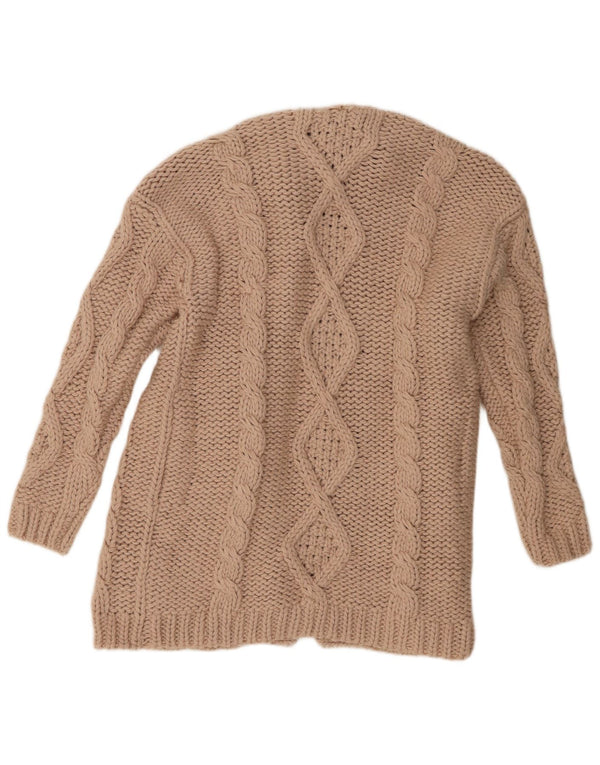 Pulover cardigan deschis supradimensionat pentru femei Zara UK 10 Mic Bej Poliester