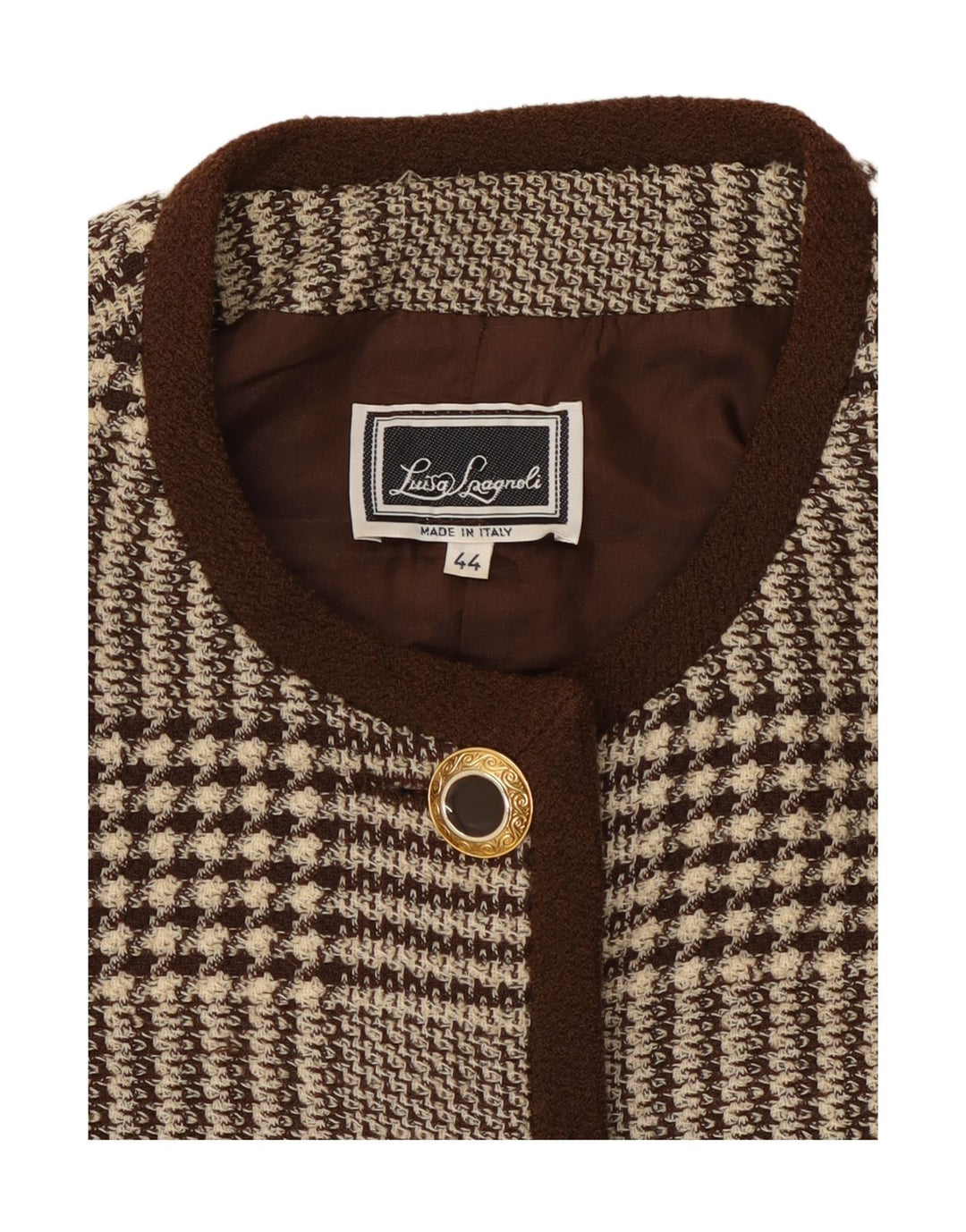 LUISA SPAGNOLI Jachetă Blazer Femei IT 44 Medium Brown Houndstooth