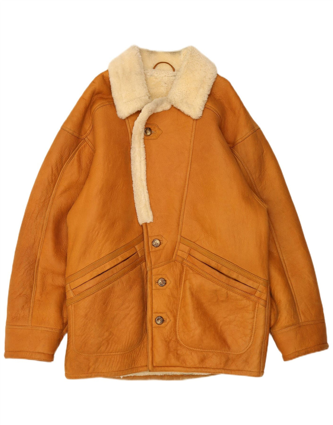 Jachetă vintage pentru bărbați din shearling IT 48 Maro Mediu
