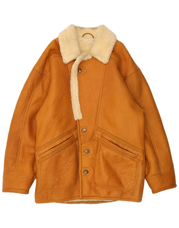 Jachetă vintage pentru bărbați din shearling IT 48 Maro Mediu