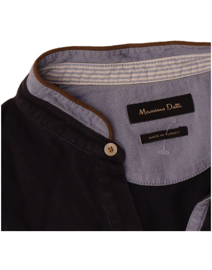 Cămașă polo Massimo Dutti pentru bărbați, bumbac color block, albastru bleumarin mediu