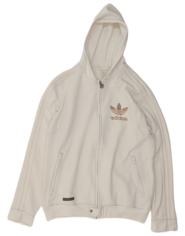 Pulover Adidas pentru bărbați, cu fermoar, XL, poliester alb