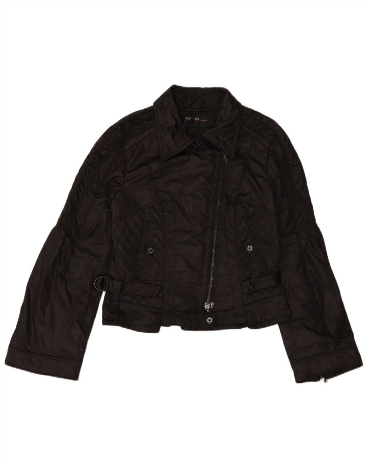 MARC CAIN Jachetă motociclist matlasată pentru femei UK 12 Medium Black