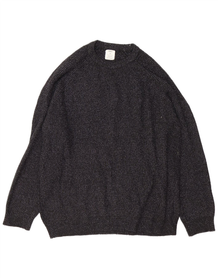 Pulover pentru bărbați Marks & Spencer, cu gâtul turn, 2XL, poliamidă neagră cu pete