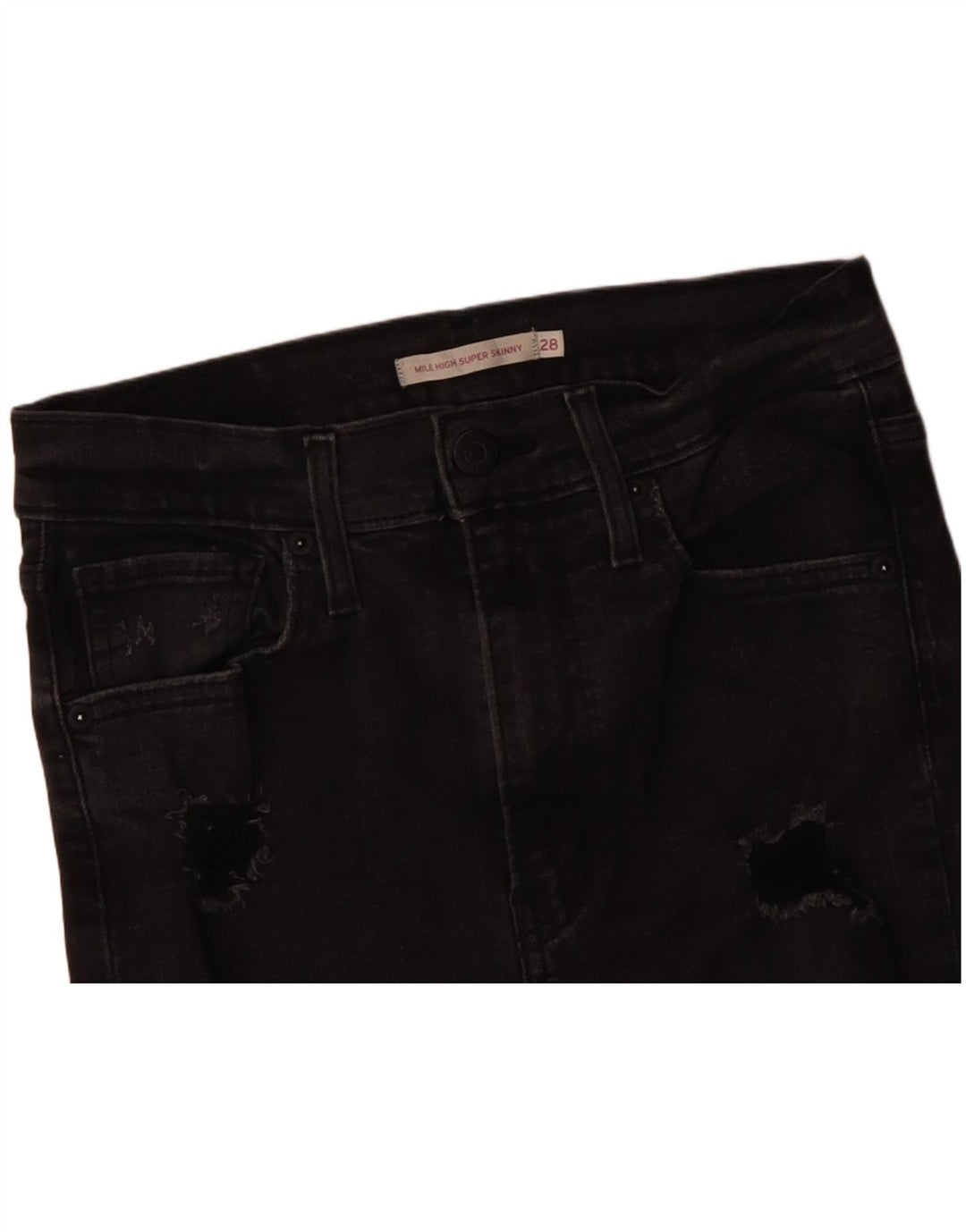Blugi super skinny pentru femei Mile High Distressed L28 L26 bumbac negru