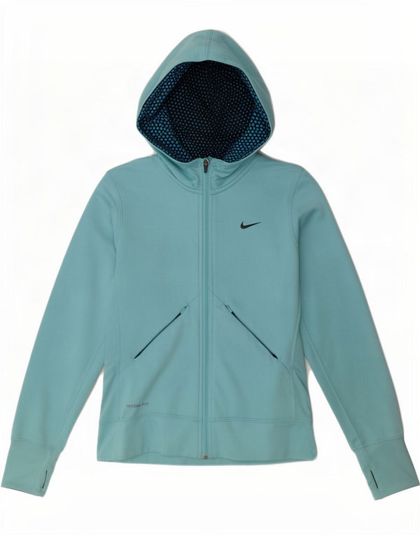 Pulover Nike pentru fete Therma-Fit, cu fermoar, 12-13 ani, mare, albastru, poliester