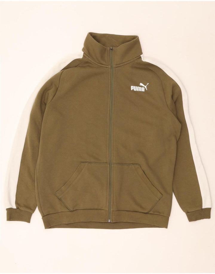 Jachetă pentru trening PUMA pentru bărbați, bumbac color bloc mare, kaki