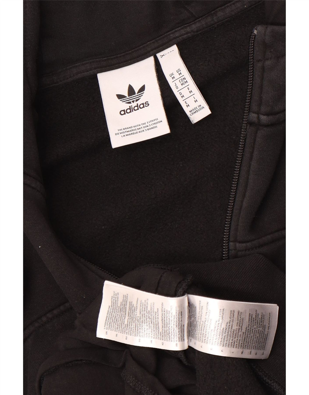 Pulover Adidas pentru bărbați, cu fermoar, bumbac mediu negru