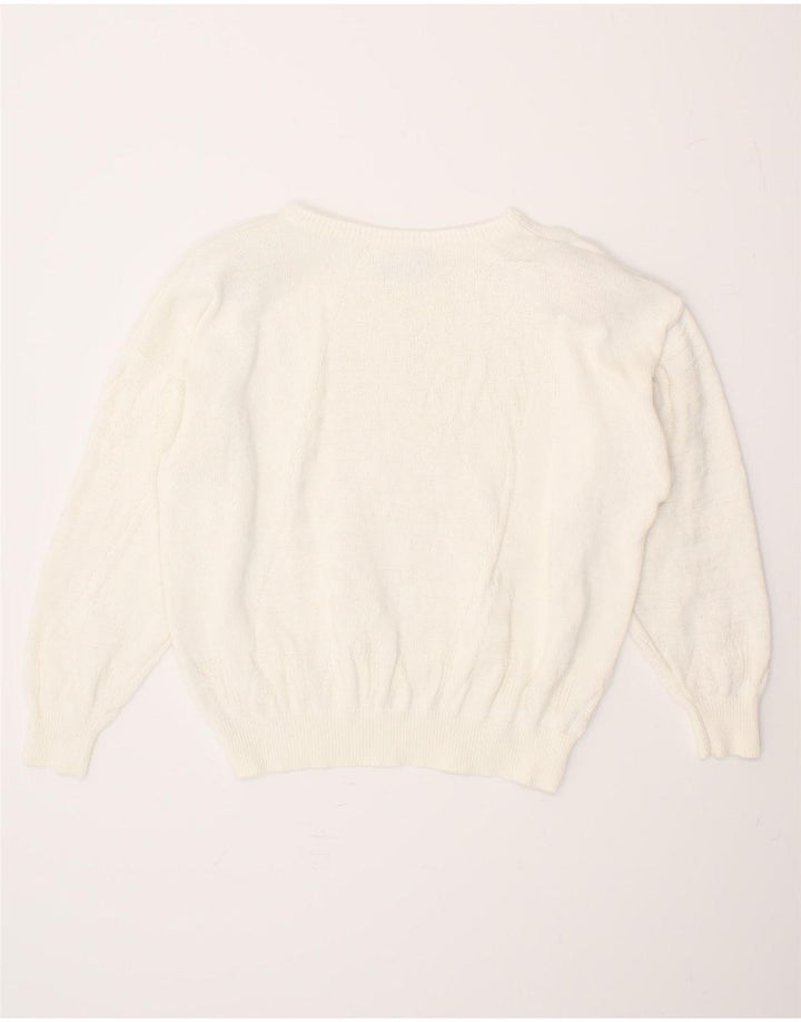 VINTAGE Womens Oversized Boat Neck Jumper Sweater EU 40 Medium White Vintage Vintage and Second-Hand Vintage from Messina Hembry 