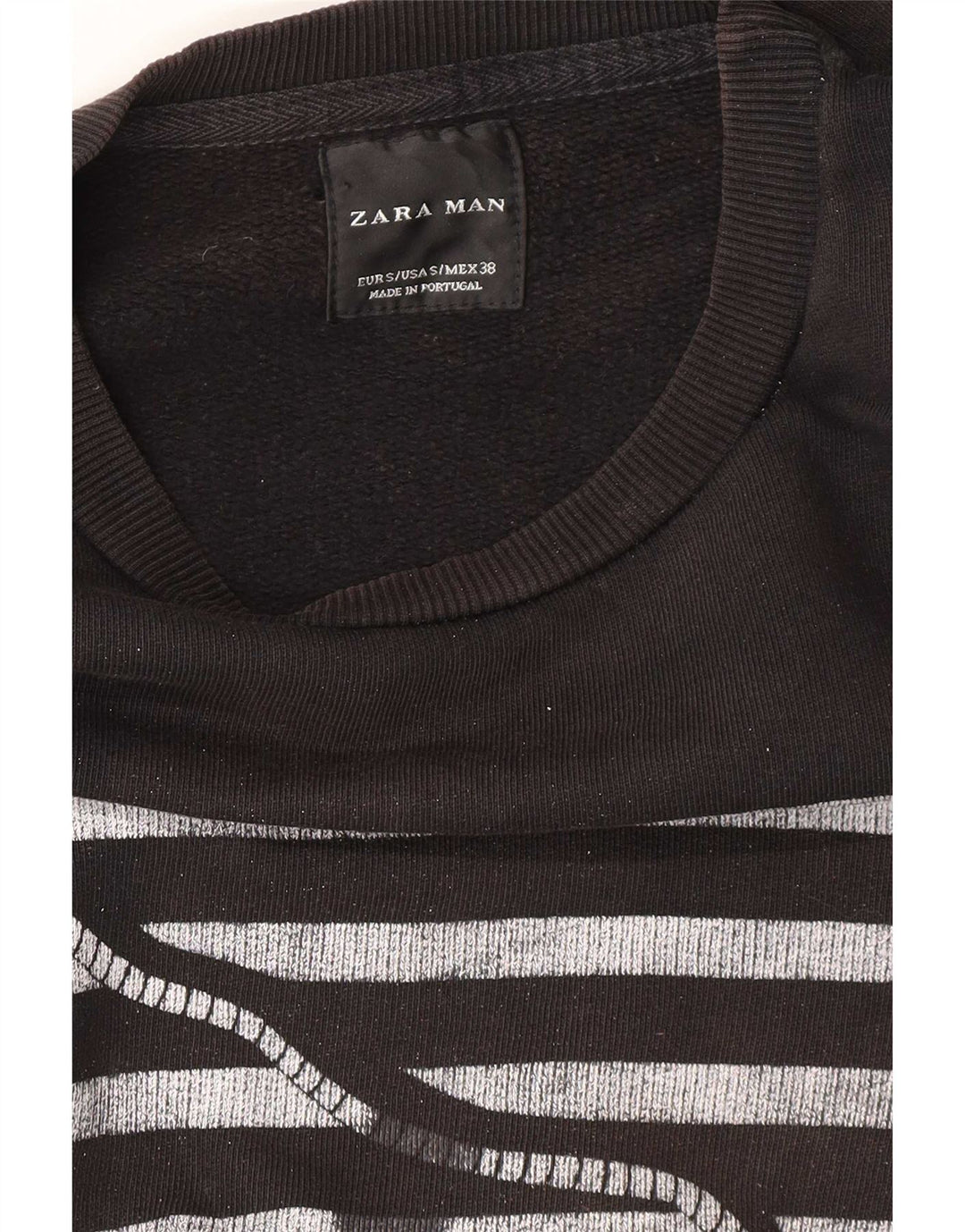 Pulover cu grafic pentru bărbați Zara Mic Negru