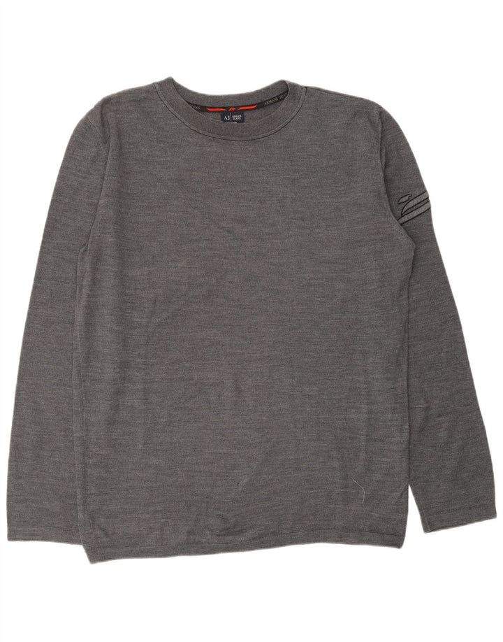 ARMANI JEANS Pulover pentru bărbați cu gât crew, 2XL, lână gri