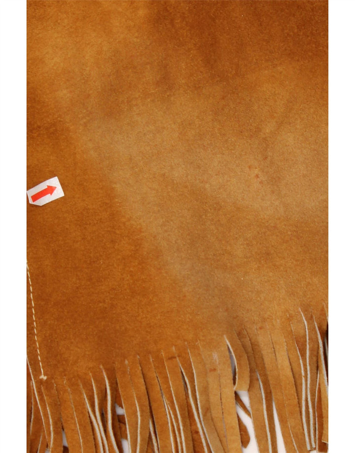 VINTAGE Vestă de piele intoarsa pentru femei UK 10 Maro mic