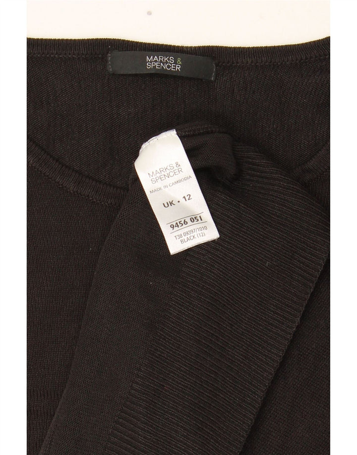 Pulover pentru femei Marks & Spencer cu decolteu triplu UK 12 Medium Negru Acrilic