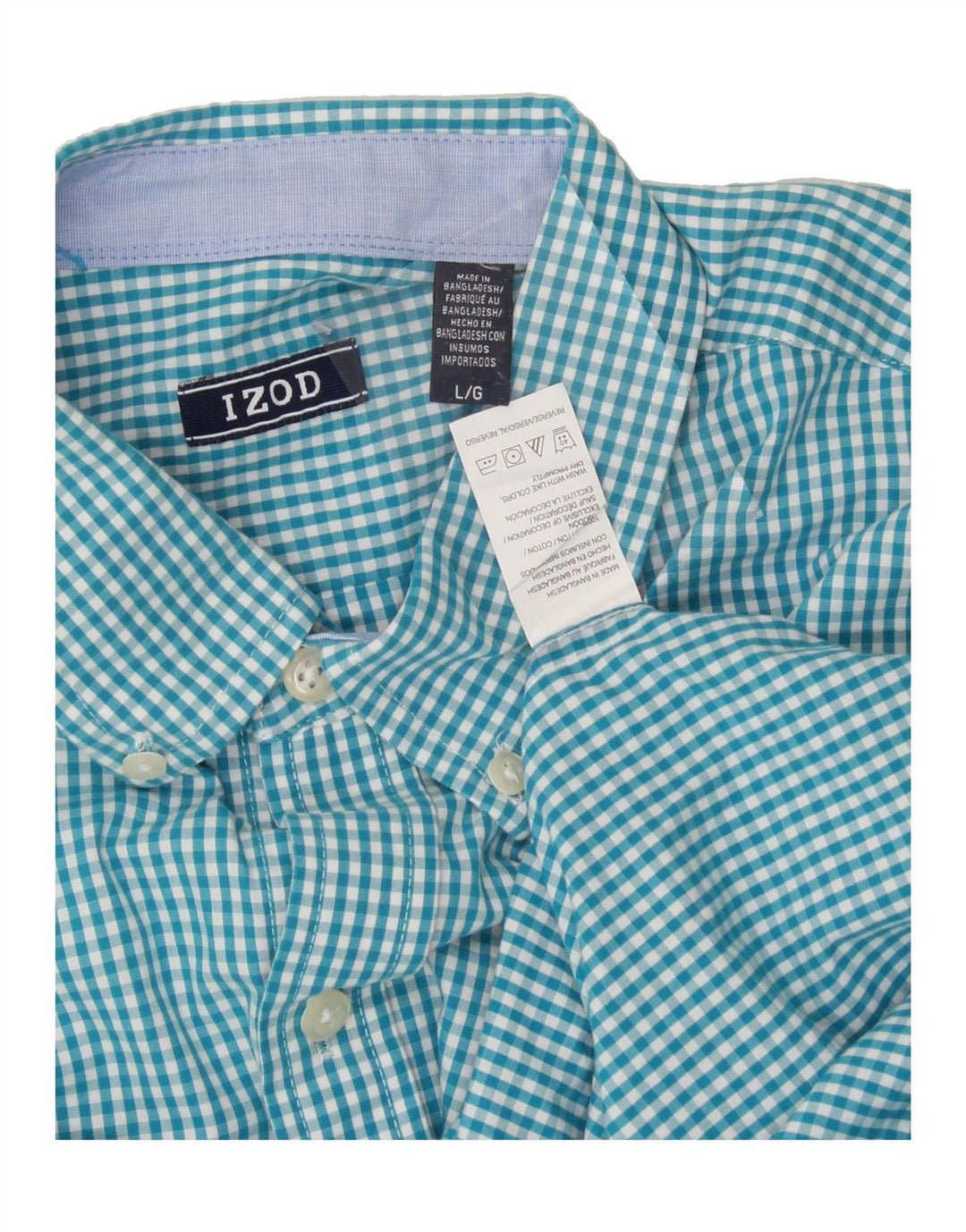 IZOD Mens Shirt Large Blue Gingham Cotton Vintage Izod and Second-Hand Izod from Messina Hembry 