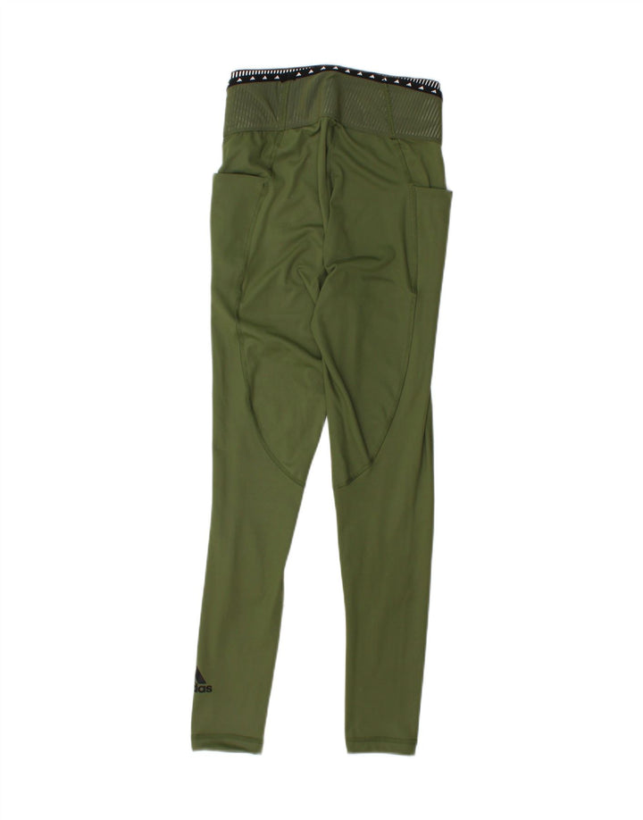 ADIDAS Womens Graphic Leggings UK 4/6 XS  Green Polyester Vintage Adidas and Second-Hand Adidas from Messina Hembry 